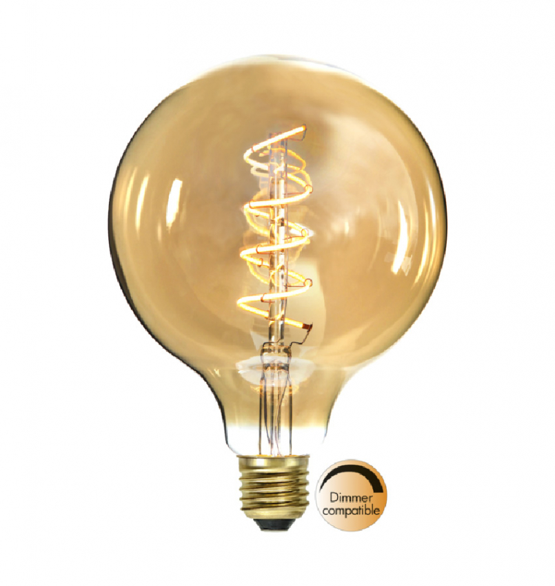 LED-Lampa E27 G125 Decoled Spiral Amber