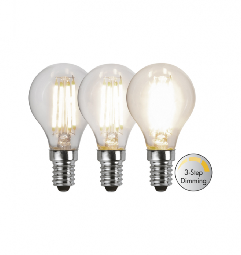 LED-Lampa E14 P45 klar 3-STEP