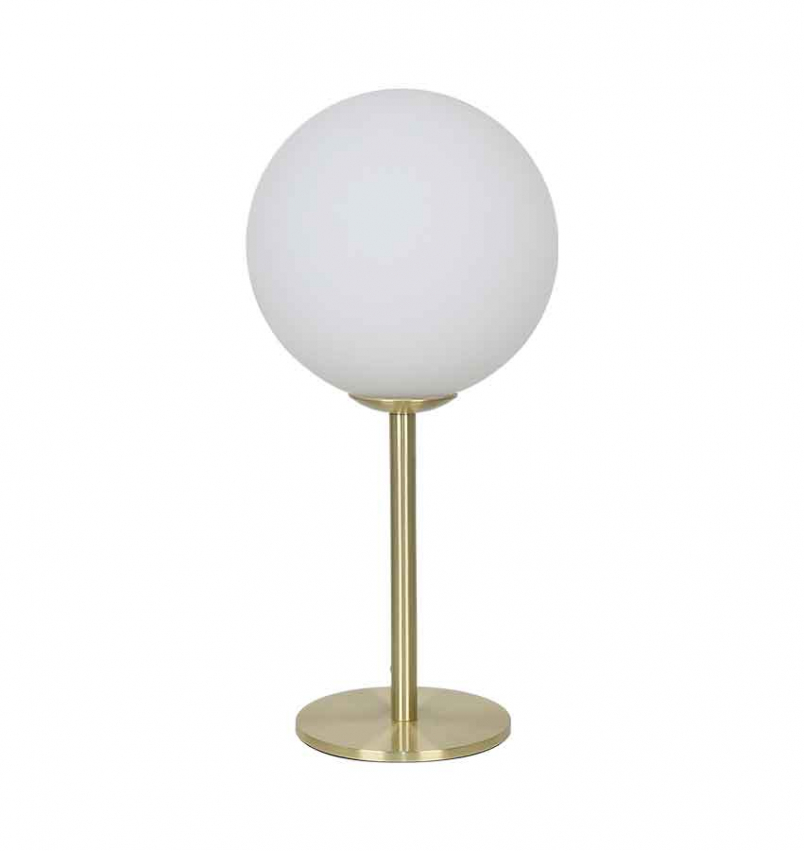 Molekyl bordslampa mssing med vit rund top frn knda designermrket Scan Lamps