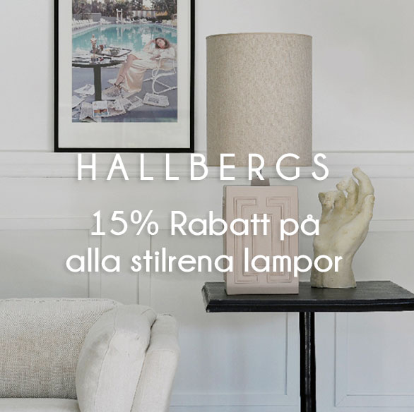 15% rabatt på alla fina lampor från Hallbergs Belysning från Sverige