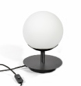 Bordslampan Plaat med svart bas och en vit glaskupa, en st liten lampa